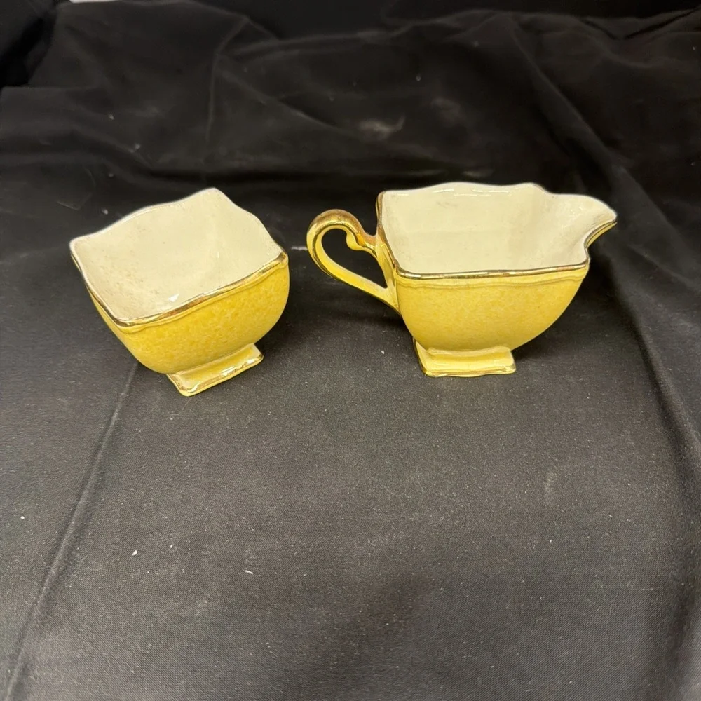Vintage Royal Winton Grimwades 2 PcCreamer Sugar Set Yellow Gold England